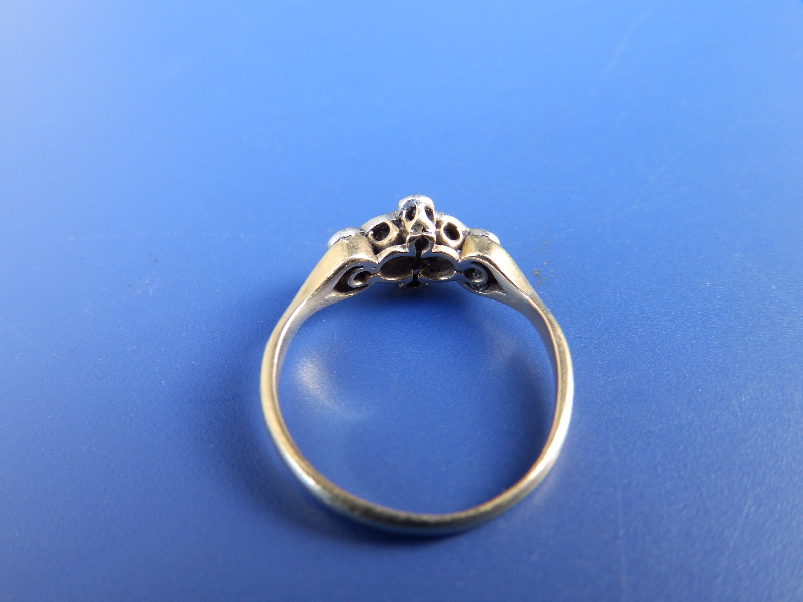 An old cut diamond dress ring - shank misshapen. Finger size approx J. - Image 2 of 3