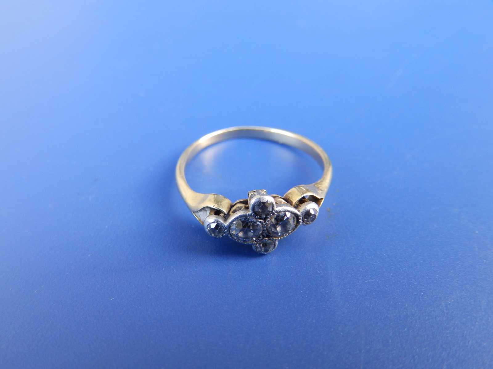 An old cut diamond dress ring - shank misshapen. Finger size approx J.
