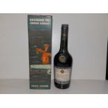 A bottle of Edouard VII Grande Reserve Cognac in presentation case.