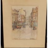 W. J. Sutton - watercolour - 'Old Town St., Plymouth, 1931 Sunday Morn.', 12" x 8.5".