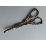 A pair of Victorian silver grape scissors - 'HE', 6.5".