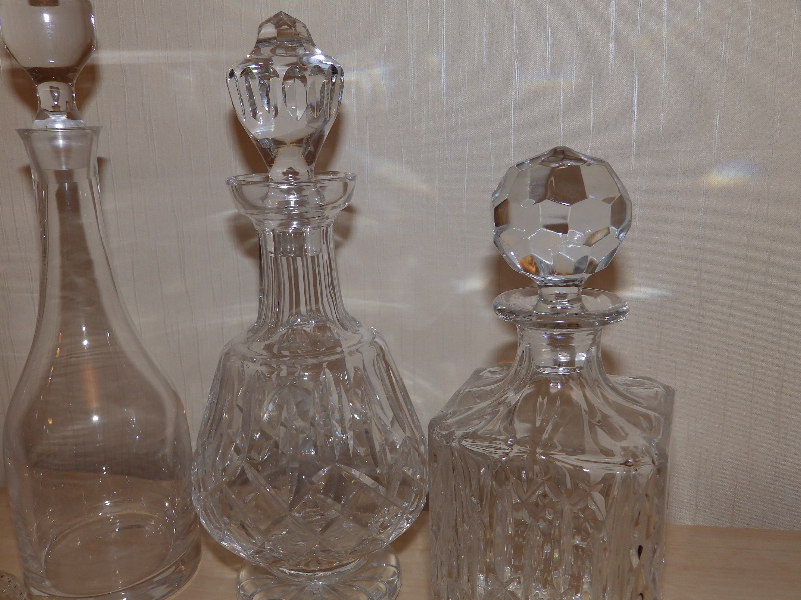 Four various decanter, a ewer and six stoppers. - Image 3 of 6