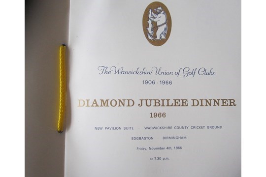 GOLF - WARWICKSHIRE UNION OF GOLF CLUBS DINNER MENU 1966 @ EDGBASTON - Image 3 of 3