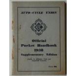 SPEEDWAY, TT, MOTOR CYCLING - 1938 AUTO CYCLE UNION OFFICIAL HANDBOOK