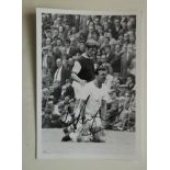 BLACKPOOL V BURNLEY - PRESS PHOTOGRAPH AUTOGRAPHED BY JIMMY ARMFIELD