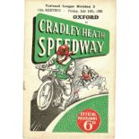 SPEEDWAY - CRADLEY HEATH V OXFORD JULY 18TH 1952