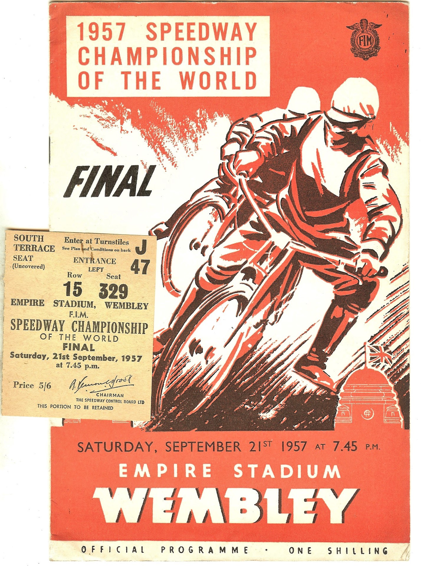 SPEEDWAY - 1957 WORLD FINAL PROGRAMME & TICKET
