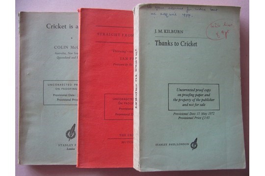 CRICKET BOOKS - THREE UNCORRECTED PROOF COPIES KILBURN PEEBLES McCOOL