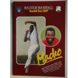 CRICKET - MALCOLM MARSHALL AUTOGRAPHED 1987 BENEFIT BROCHURE ( HAMPSHIRE )