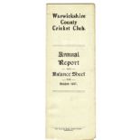 CRICKET - WARWICKSHIRE C.C.C. ANNUAL REPORT 1917