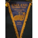 SPEEDWAY - ENGLAND TOUR OF AUSTRALIA 1977-1978 BSPA PENNANT