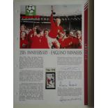 1966 WORLD CUP 25TH ANNIVERSARY - SIGNED BY BOBBY MOORE, MARTIN PETERS & GEOFF HURST