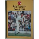 CRICKET - HAND SIGNED JOHN EMBUREY 1986 BENEFIT BROCHURE (MIDDLESEX, NORTHAMPTONSHIRE )