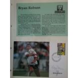 BRYAN ROBSON AUTOGRAPHED POSTAL COVER - WEST BROM, MANCHESTER UNITED & ENGLAND