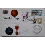 1966 OFFICIAL WORLD CUP FIRST DAY COVER AUTOGRAPHED BY BOBBY MOORE