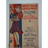 SPEEDWAY - 1937 WEST HAM V HACKNEY WICK