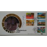 ATHLETICS - 1986 COMMONWEALTH GAMES POSTAL COVER AUTOGRAPHED BY STEVE CRAM