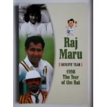 CRICKET - RAJ MARU AUTOGRAPHED BENEFIT BROCHURE 1998 ( MIDDLESEX & HAMPSHIRE )