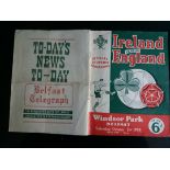 1954 N.IRELAND V ENGLAND - AUTOGRAPHED BY NAT LOFTHOUSE