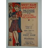 SPEEDWAY - 1937 WEST HAM V WIMBLEDON