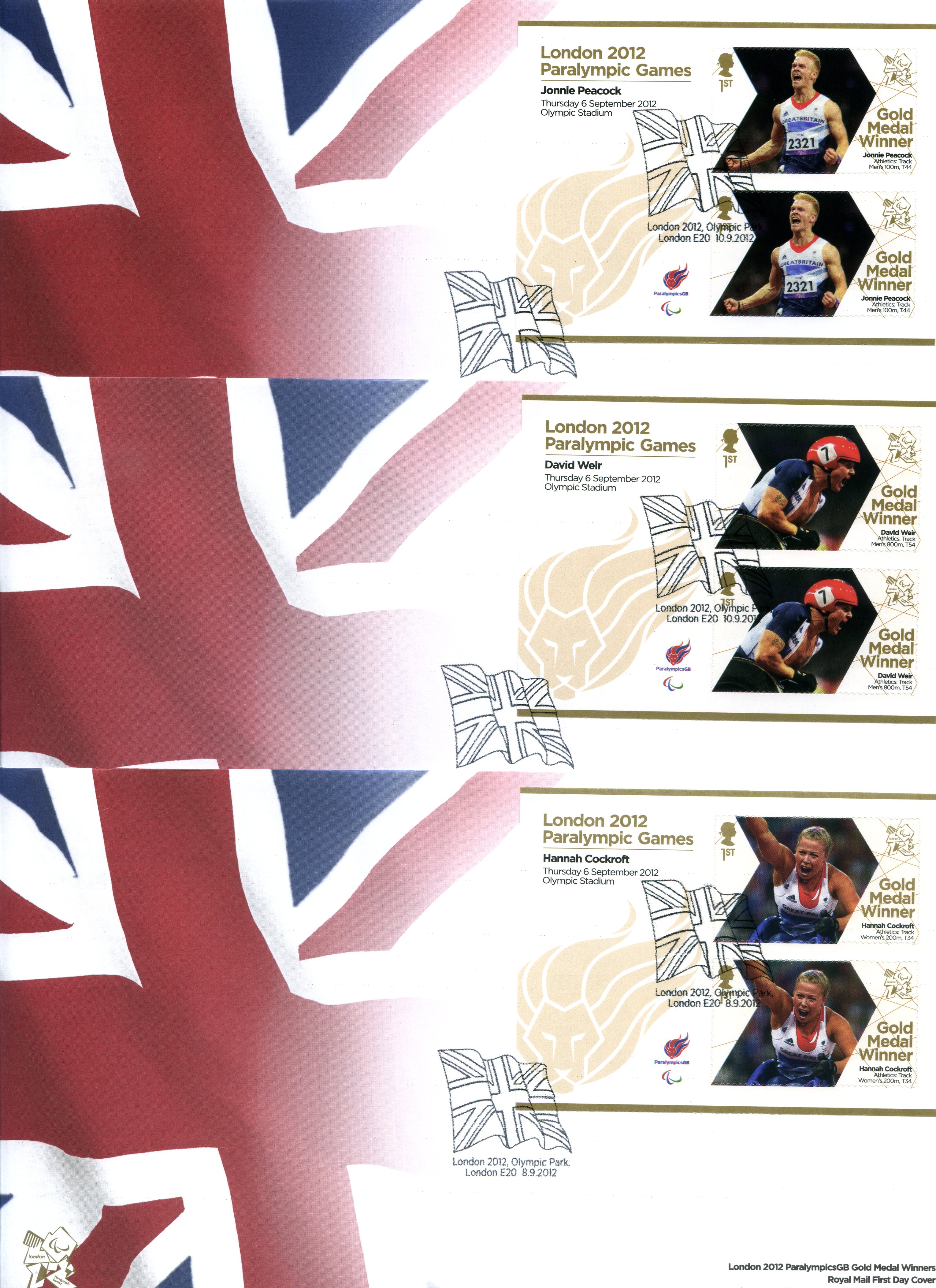 2012 LONDON PARALYMPIC GAMES - FULL SET OF 34 POSTAL COVERS