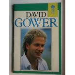 CRICKET - DAVID GOWER AUTOGRAPHED BENEFIT BROCHURE ( LEICESTERSHIRE )