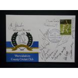 CRICKET - WARWICKSHIRE 1982 CENTENARY POSTAL COVER AUTOGRAPHED BY 14 PLAYERS
