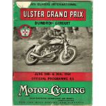 MOTORCYCLE RACING - 1954 ULSTER GRAND PRIX PROGRAMME