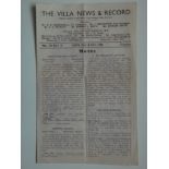 1945-46 ASTON VILLA V LEICESTER CITY & LEEDS UNITED RESERVES