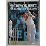 CRICKET - TREVOR JESTY AUTOGRAPHED BENEFIT BROCHURE 1982 ( HAMPSHIRE, SURREY & LANCASHIRE )