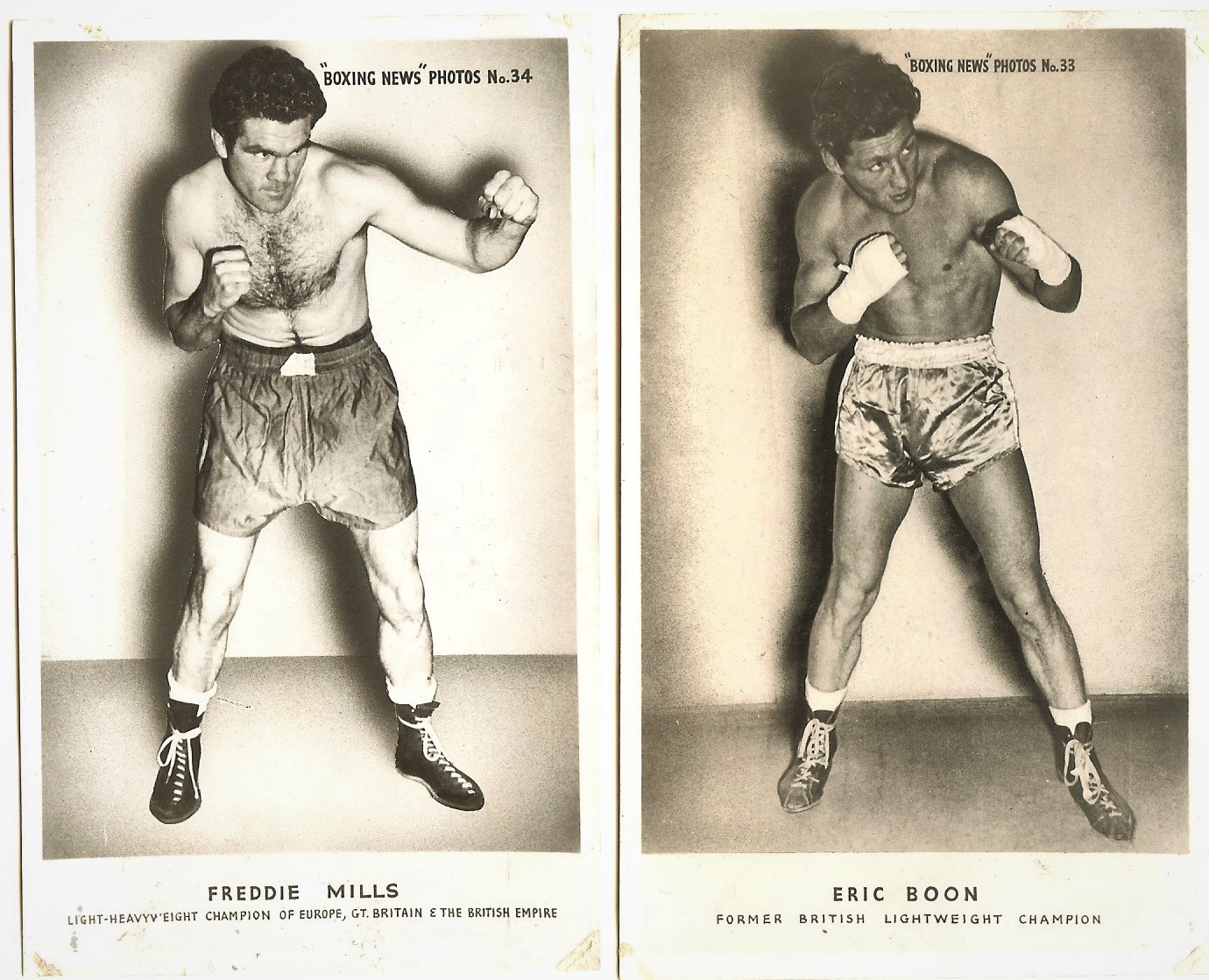 BOXING - FREDDIE MILLS & ERIC BOON BOXING NEWS PHOTOS SERIES POSTCARDS