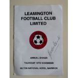 MENU AUTOGRAPHED BY GORDON BANKS - ENGLAND, LEICESTER & STOKE