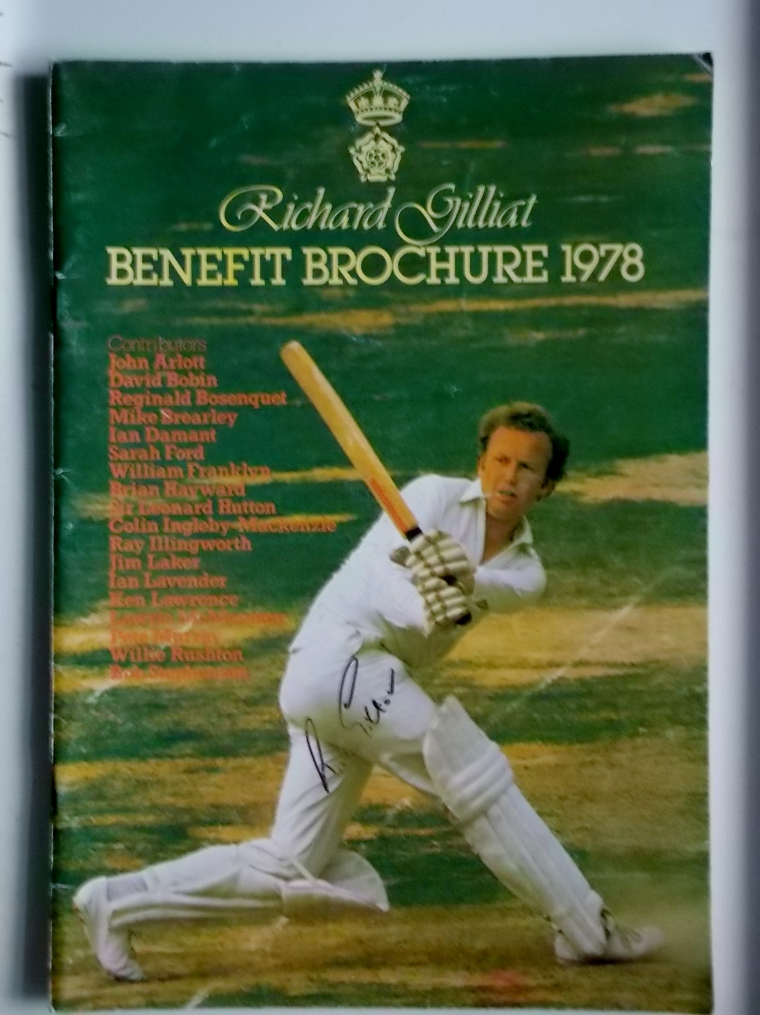 CRICKET - RICHARD GILLIAT AUTOGRAPHED BENEFIT BROCHURE 1978 ( HAMPSHIRE )
