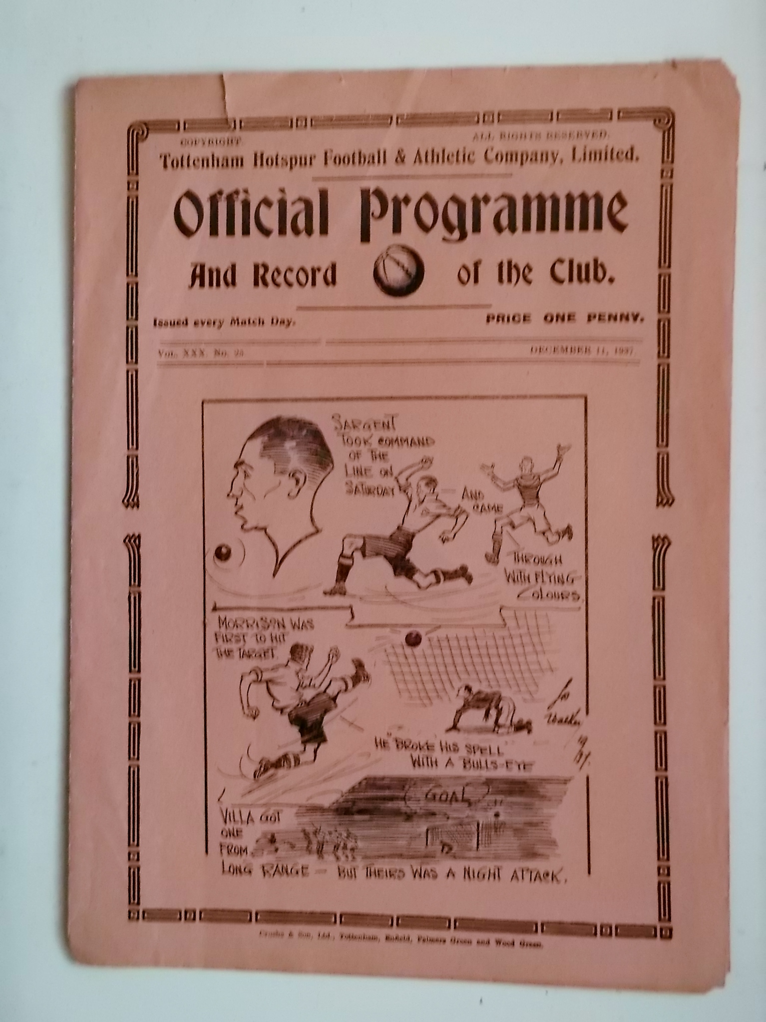 1937-38 TOTTENHAM RESERVES V FULHAM RESERVES