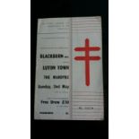 1954 BLACKBURN ROVERS V LUTON TOWN - FRIENDLY PLAYED IN IRELAND