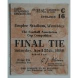 1936 FA CUP FINAL ARSENAL V SHEFFIELD UNITED TICKET