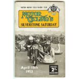 MOTORCYCLE RACING - SILVERSTONE SATURDAY PROGRAMME APRIL 18TH 1953