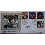 1991 RUGBY UNION WORLD CUP POSTAL COVER AUTOGRAPHED BY BOB HILLER