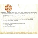 1972 MIKE O'GRADY WOLVERHAMPTON WOLVES & BIRMINGHAM CITY AGREEMENT