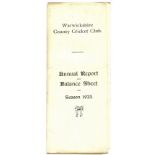 CRICKET WARWICKSHIRE C.C.C. ANNUAL REPORT 1923
