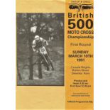 SCRAMBLING - 1991 BRITISH 500 MOTO CROSS CHAMPIONSHIP PROGRAMME @ SWANLEY KENT