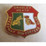 SPEEDWAY - CRADLEY HEATH SUPPORTERS CLUB GILT BADGE