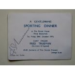 CRICKET - 1976 SPORTING DINNER TICKET AUTOGRAPHED BY FRED TRUEMAN