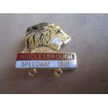 SPEEDWAY - MIDDLESBROUGH 1981 GILT BADGE