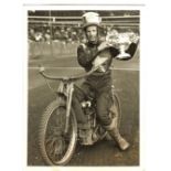 SPEEDWAY - 1963 OVE FUNDIN WITH THE GOLDEN HELMET ORIGINAL PHOTOGRAPH