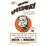 SPEEDWAY - BRISTOL V WIMBLEDON INTER-TEAM CHALLENGE 19/06/59