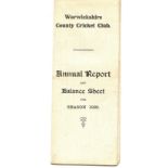 CRICKET - WARWICKSHIRE C.C.C. ANNUAL REPORT 1920