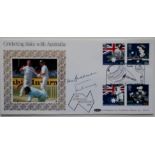 CRICKET - AUSTRALIAN BICENTENARY POSTAL COVER AUTOGRAPHED BY DON BRADMAN & TOM GRAVENEY