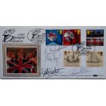 1992 OLYMPIC GAMES POSTAL COVER AUTOGRAPHED BY AKABUSI, REGIS, BLACK & GRINDELY