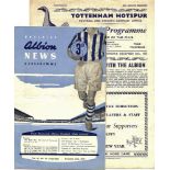 TOTTENHAM SPURS V WEST BROMWICH W.B.A. 1955-56 HOME AND AWAY